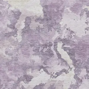 Photo of Lavender And Ivory Abstract Washable Area Rug With UV Protection