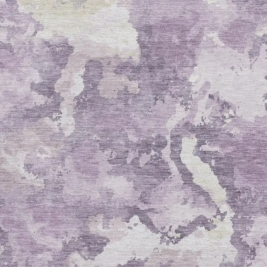 Lavender And Ivory Abstract Washable Area Rug With UV Protection Photo 2