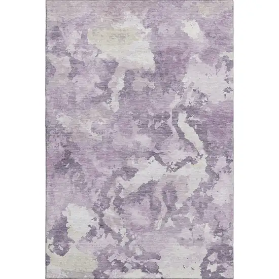 Lavender And Ivory Abstract Washable Area Rug With UV Protection Photo 1
