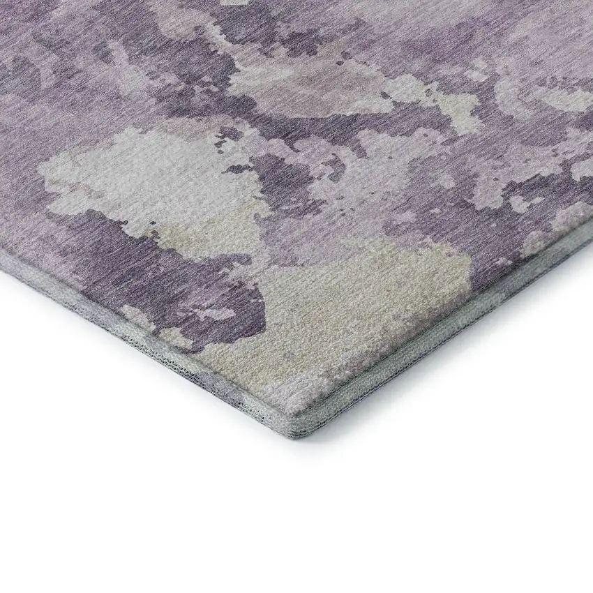 Lavender And Ivory Abstract Washable Area Rug With UV Protection Photo 7