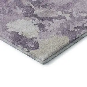 Photo of Lavender And Ivory Abstract Washable Area Rug With UV Protection