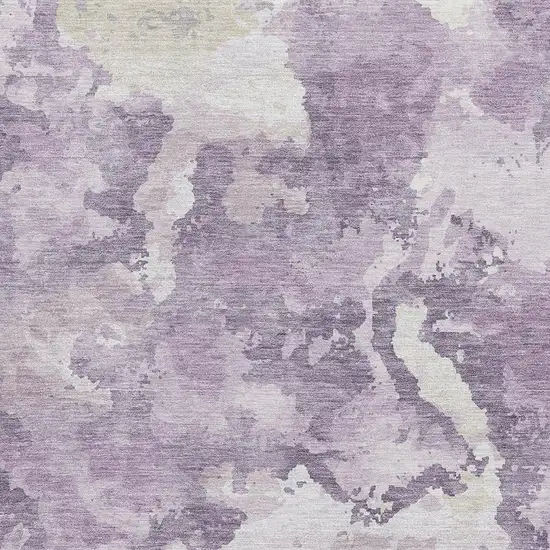 Lavender And Ivory Abstract Washable Area Rug With UV Protection Photo 2