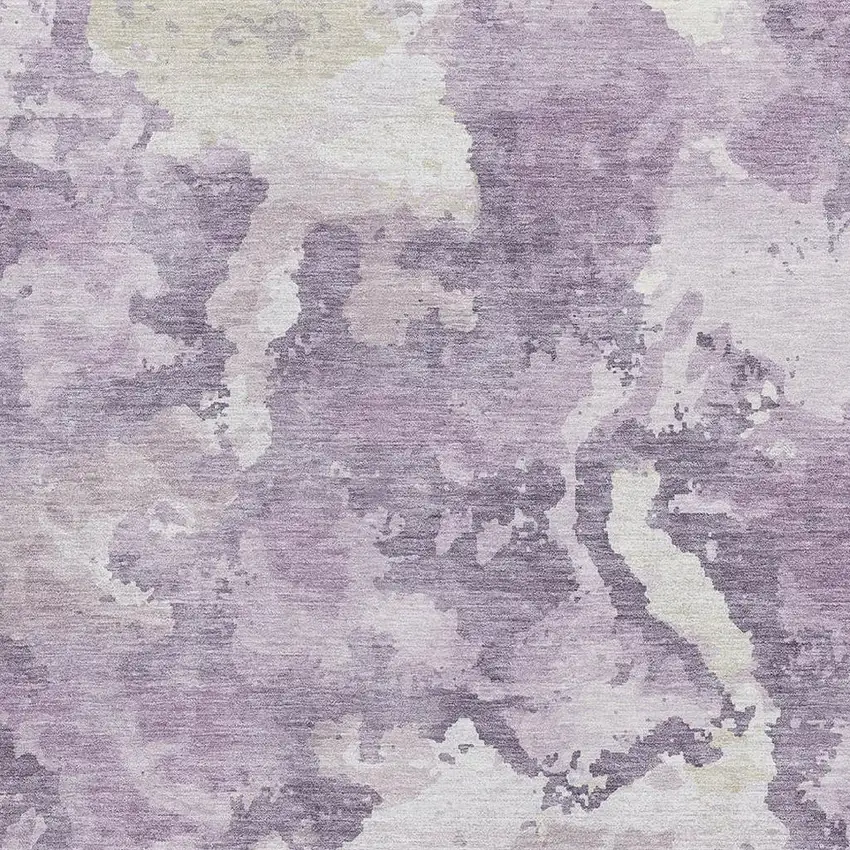 Lavender And Ivory Abstract Washable Area Rug With UV Protection Photo 2