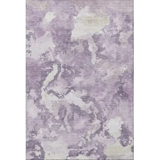 Lavender And Ivory Abstract Washable Area Rug With UV Protection Photo 3
