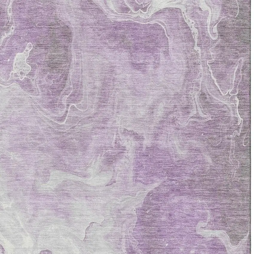 Lavender And Ivory Abstract Washable Area Rug With UV Protection Photo 2
