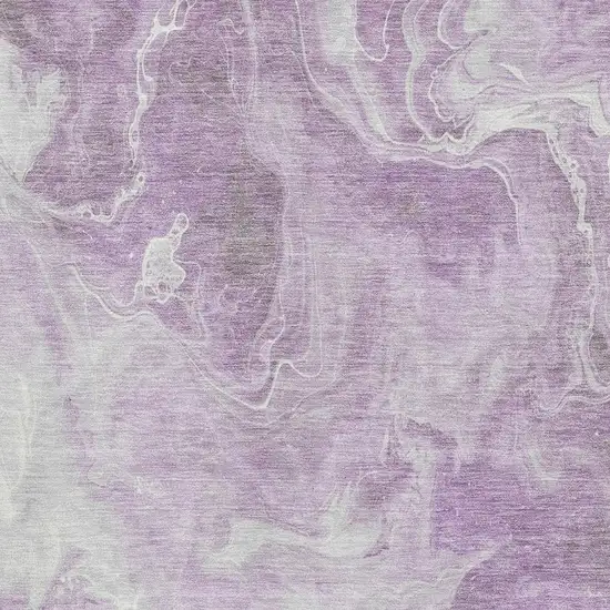 Lavender And Ivory Abstract Washable Area Rug With UV Protection Photo 2