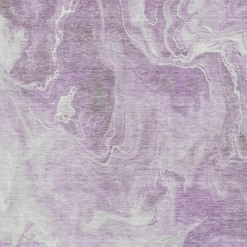 Lavender And Ivory Abstract Washable Area Rug With UV Protection Photo 2