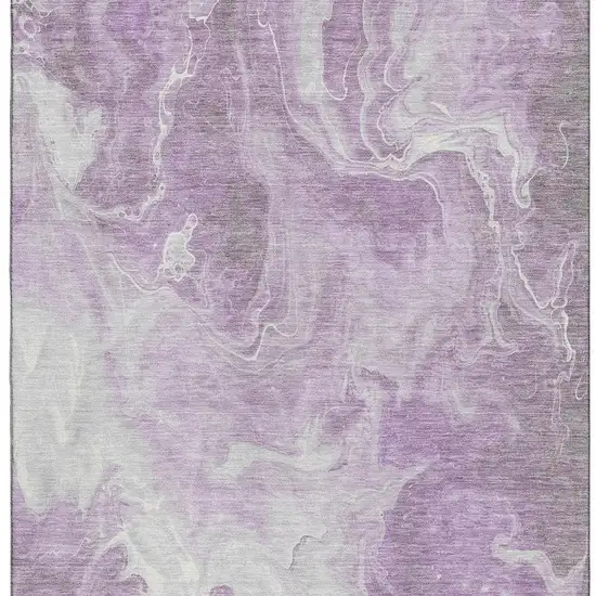 Lavender And Ivory Abstract Washable Area Rug With UV Protection Photo 3