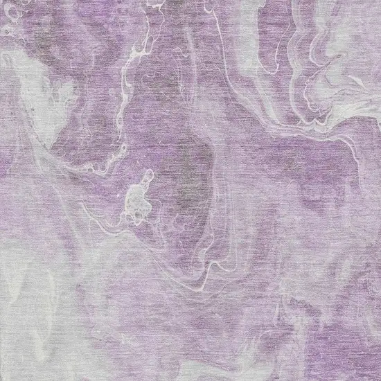Lavender And Ivory Abstract Washable Area Rug With UV Protection Photo 2