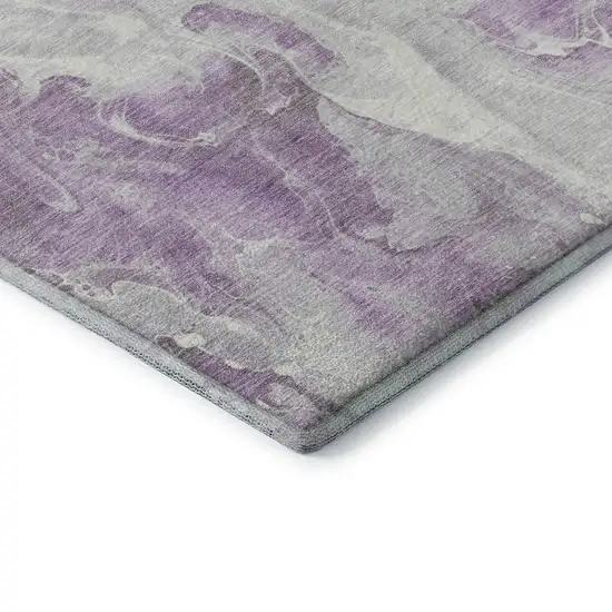 Lavender And Ivory Abstract Washable Area Rug With UV Protection Photo 6