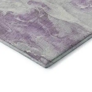 Photo of Lavender And Ivory Abstract Washable Area Rug With UV Protection