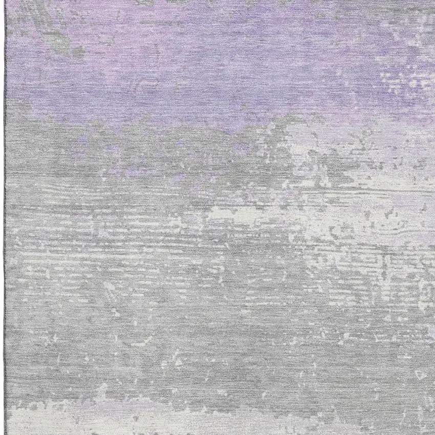 Lavender And Ivory Abstract Washable Area Rug With UV Protection Photo 2