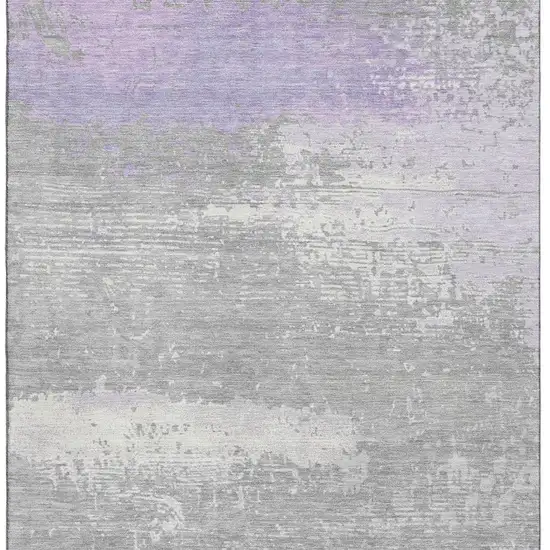 Lavender And Ivory Abstract Washable Area Rug With UV Protection Photo 2