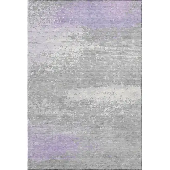 Lavender And Ivory Abstract Washable Area Rug With UV Protection Photo 3