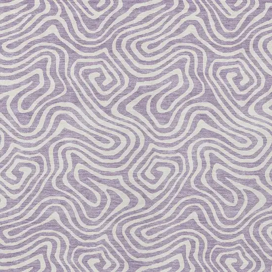 Lavender And Ivory Abstract Washable Indoor Outdoor Area Rug Photo 6