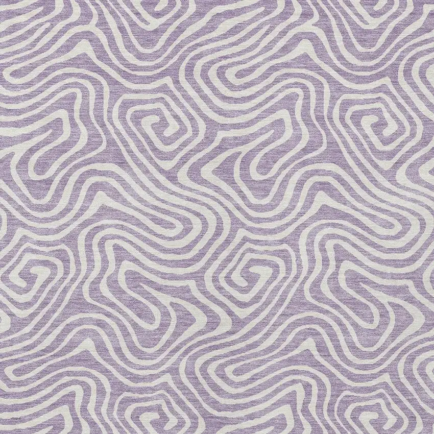 Lavender And Ivory Abstract Washable Indoor Outdoor Area Rug Photo 6