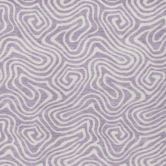 Lavender And Ivory Abstract Washable Indoor Outdoor Area Rug Photo 6