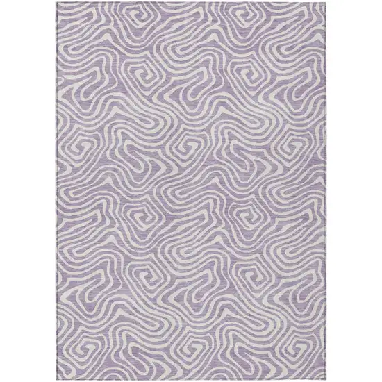 Lavender And Ivory Abstract Washable Indoor Outdoor Area Rug Photo 2