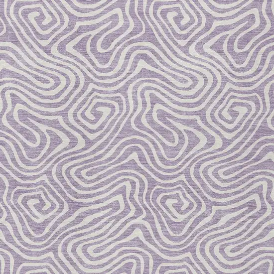 Lavender And Ivory Abstract Washable Indoor Outdoor Area Rug Photo 6