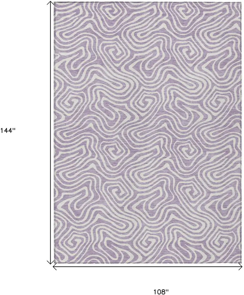 Lavender And Ivory Abstract Washable Indoor Outdoor Area Rug Photo 3