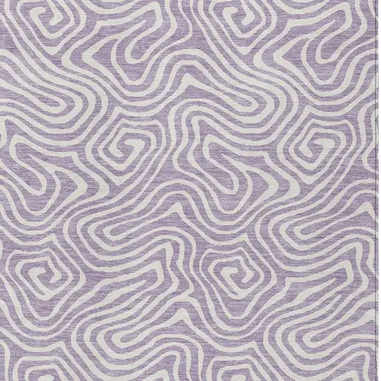 Lavender And Ivory Abstract Washable Indoor Outdoor Area Rug Photo 6