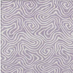 Photo of Lavender And Ivory Abstract Washable Indoor Outdoor Area Rug