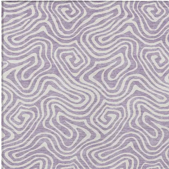 Lavender And Ivory Abstract Washable Indoor Outdoor Area Rug Photo 6