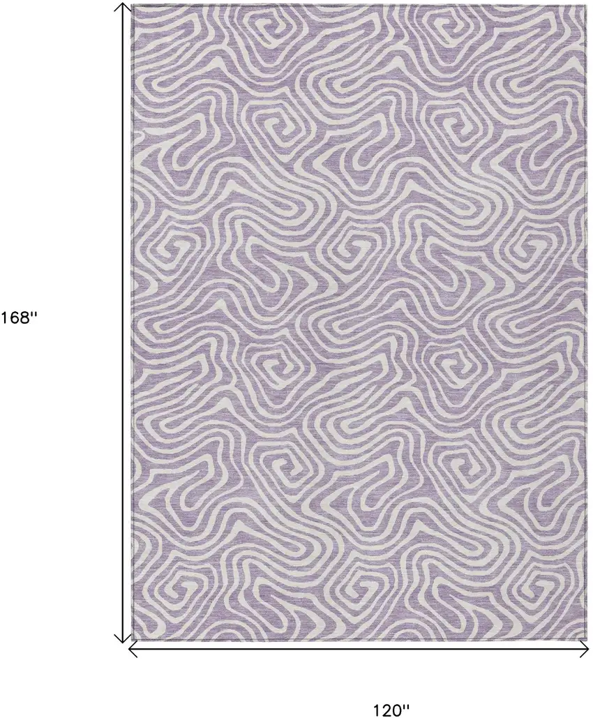 Lavender And Ivory Abstract Washable Indoor Outdoor Area Rug Photo 3