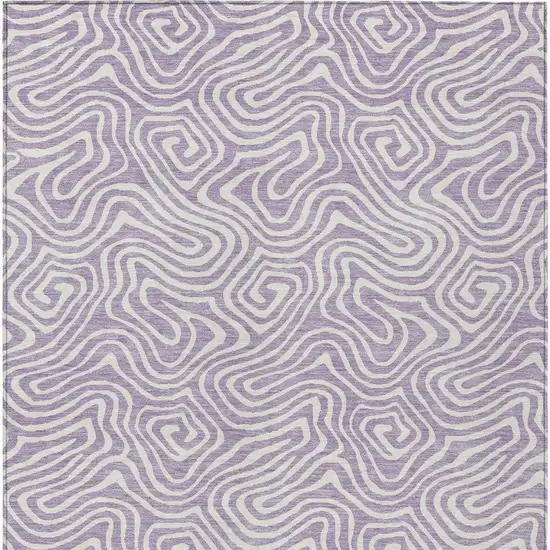 Lavender And Ivory Abstract Washable Indoor Outdoor Area Rug Photo 7