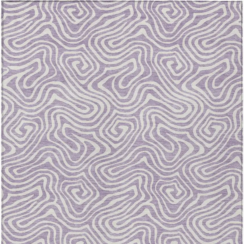 Lavender And Ivory Abstract Washable Indoor Outdoor Area Rug Photo 7