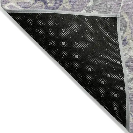 Lavender And Ivory Abstract Washable Indoor Outdoor Area Rug Photo 4