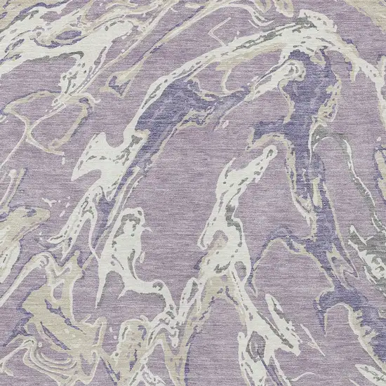 Lavender And Ivory Abstract Washable Indoor Outdoor Area Rug Photo 6