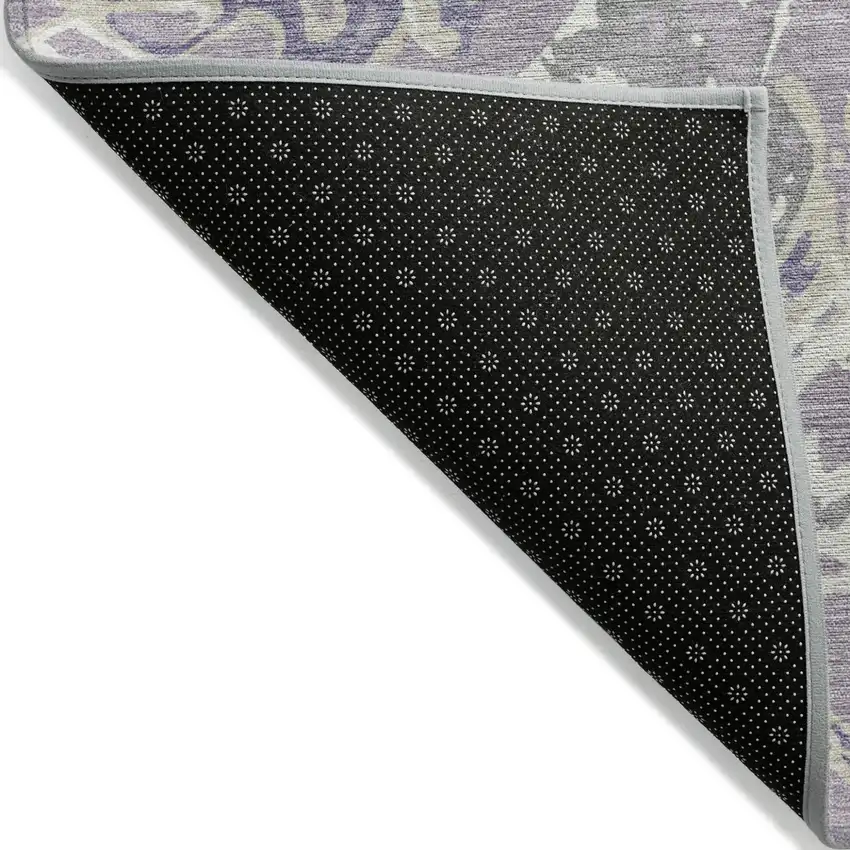 Lavender And Ivory Abstract Washable Indoor Outdoor Area Rug Photo 4