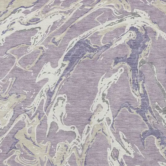 Lavender And Ivory Abstract Washable Indoor Outdoor Area Rug Photo 6