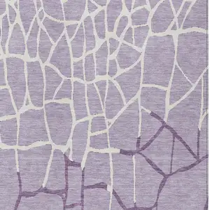 Photo of Lavender And Ivory Abstract Washable Indoor Outdoor Area Rug