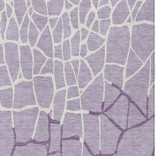 Lavender And Ivory Abstract Washable Indoor Outdoor Area Rug Photo 5