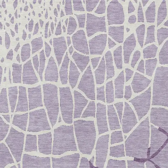 Lavender And Ivory Abstract Washable Indoor Outdoor Area Rug Photo 5