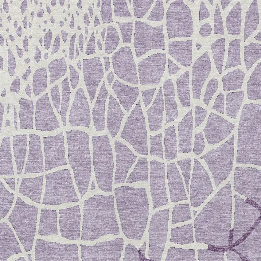 Lavender And Ivory Abstract Washable Indoor Outdoor Area Rug Photo 5
