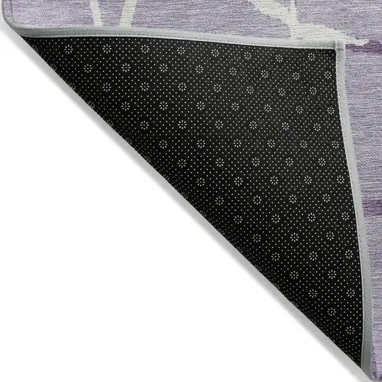 Lavender And Ivory Abstract Washable Indoor Outdoor Area Rug Photo 3