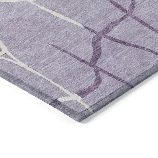 Lavender And Ivory Abstract Washable Indoor Outdoor Area Rug Photo 4