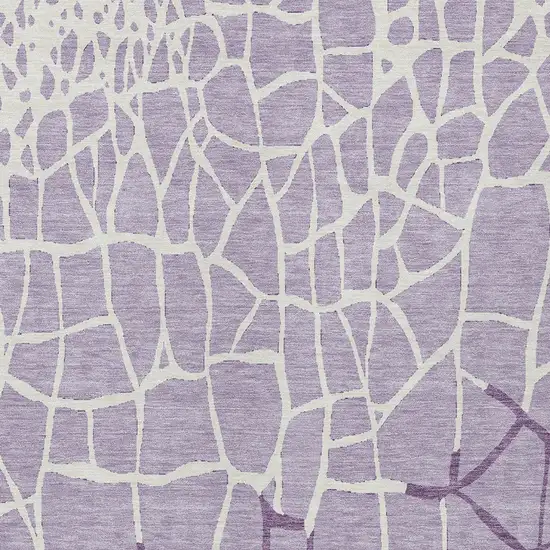 Lavender And Ivory Abstract Washable Indoor Outdoor Area Rug Photo 5