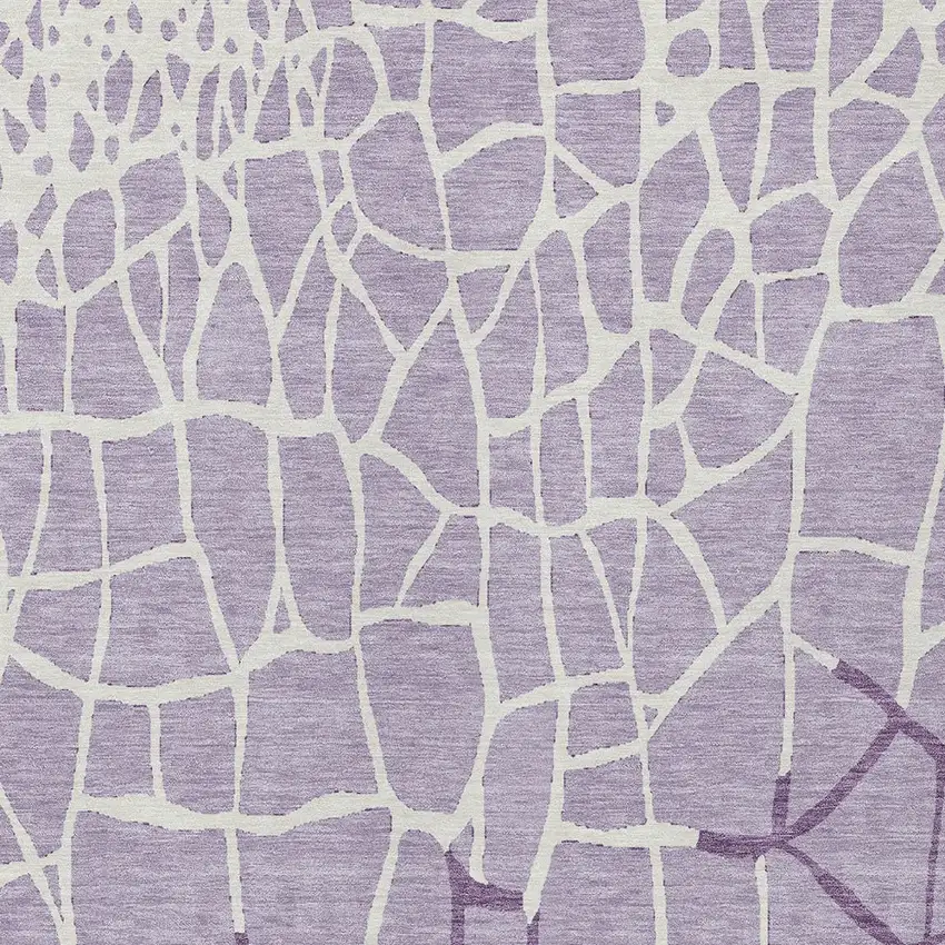 Lavender And Ivory Abstract Washable Indoor Outdoor Area Rug Photo 5