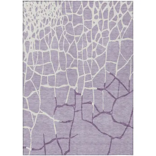 Lavender And Ivory Abstract Washable Indoor Outdoor Area Rug Photo 2