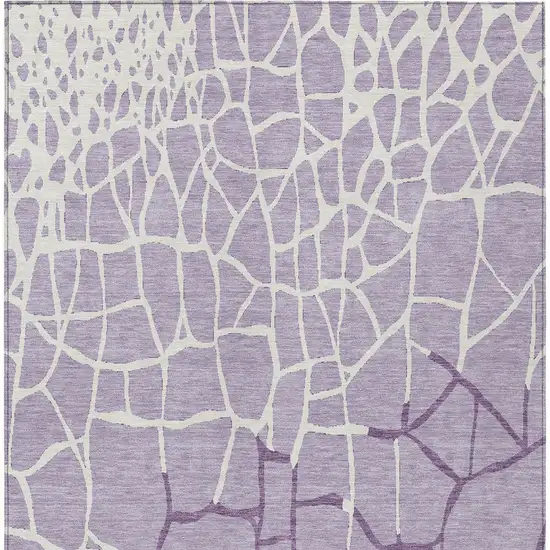 Lavender And Ivory Abstract Washable Indoor Outdoor Area Rug Photo 6