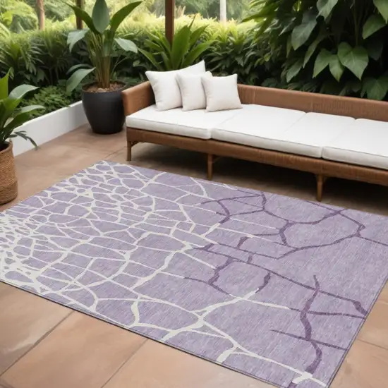 Lavender And Ivory Abstract Washable Indoor Outdoor Area Rug Photo 1