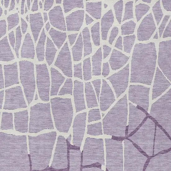 Lavender And Ivory Abstract Washable Indoor Outdoor Area Rug Photo 5