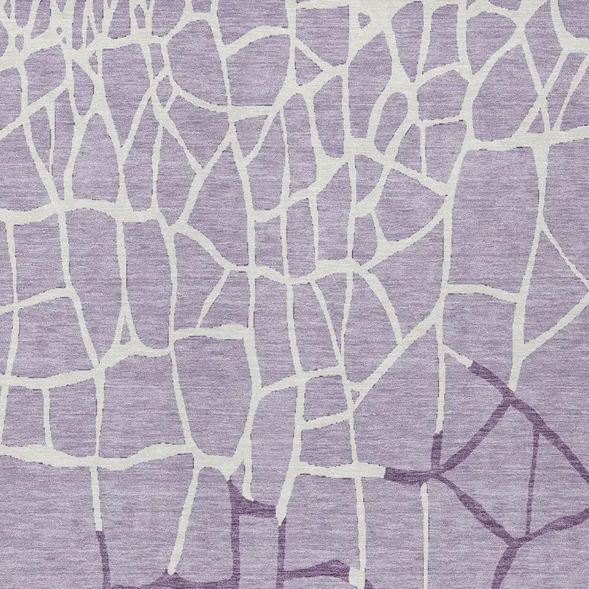 Lavender And Ivory Abstract Washable Indoor Outdoor Area Rug Photo 5