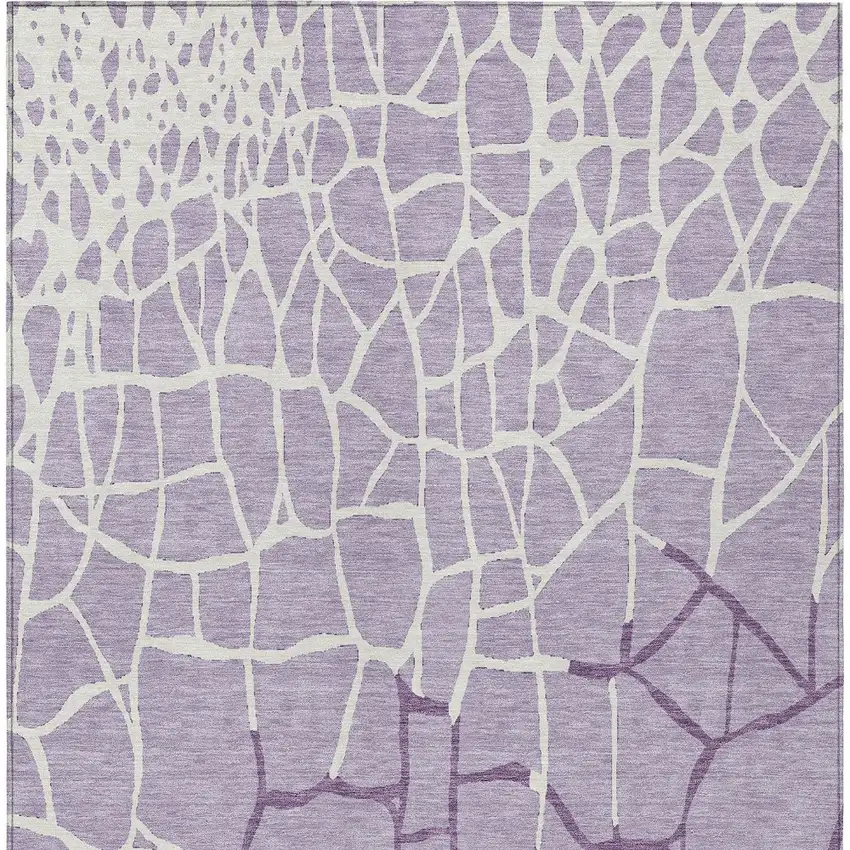 Lavender And Ivory Abstract Washable Indoor Outdoor Area Rug Photo 5