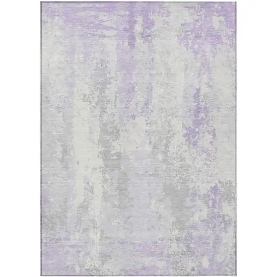 Lavender And Ivory Abstract Washable Indoor Outdoor Area Rug Photo 1