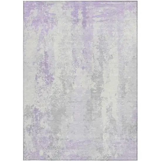 Lavender And Ivory Abstract Washable Indoor Outdoor Area Rug Photo 4